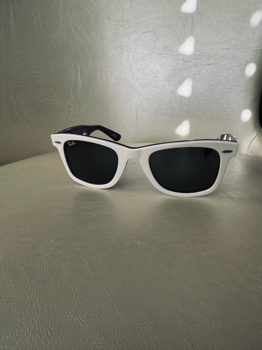 Ray-Ban White Frame Sunglasses with Black Lenses